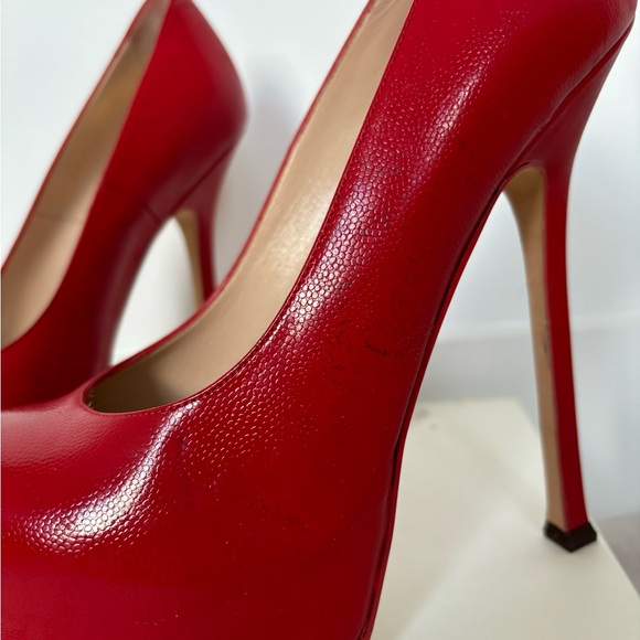 Yves Saint Laurent Tibtoo Red Leather Stilettos - Picture 4 of 7